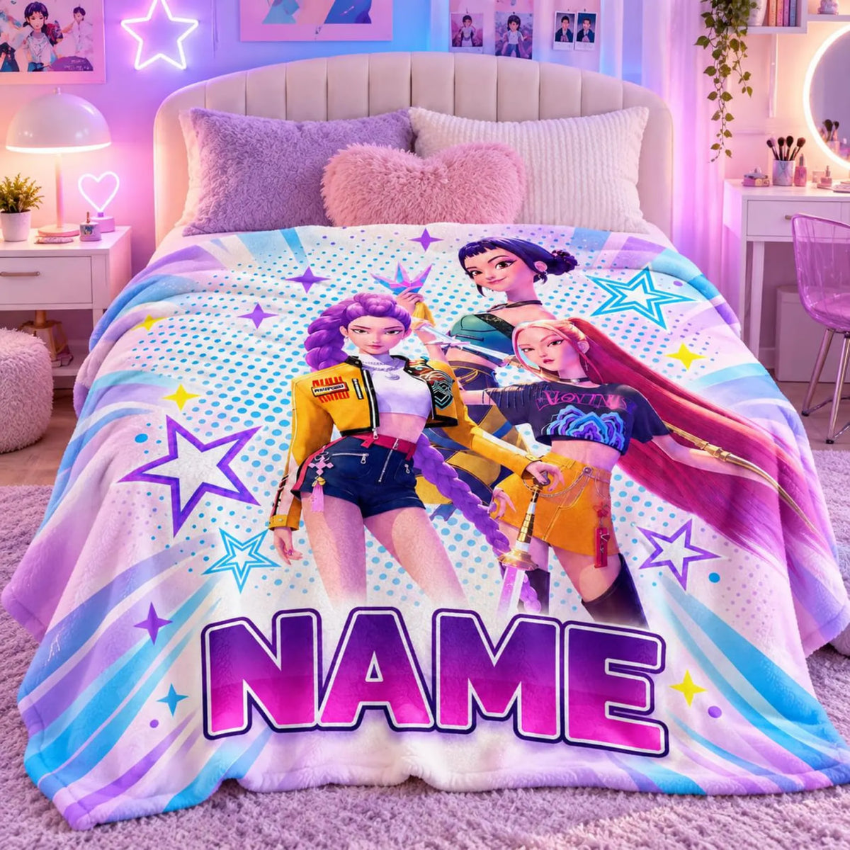 KPop Demon Hunters Huntrix Starburst Blanket