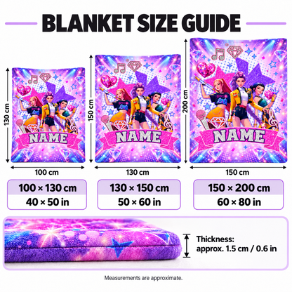 KPop Demon Hunters Huntrix Glitter Personalized Blanket