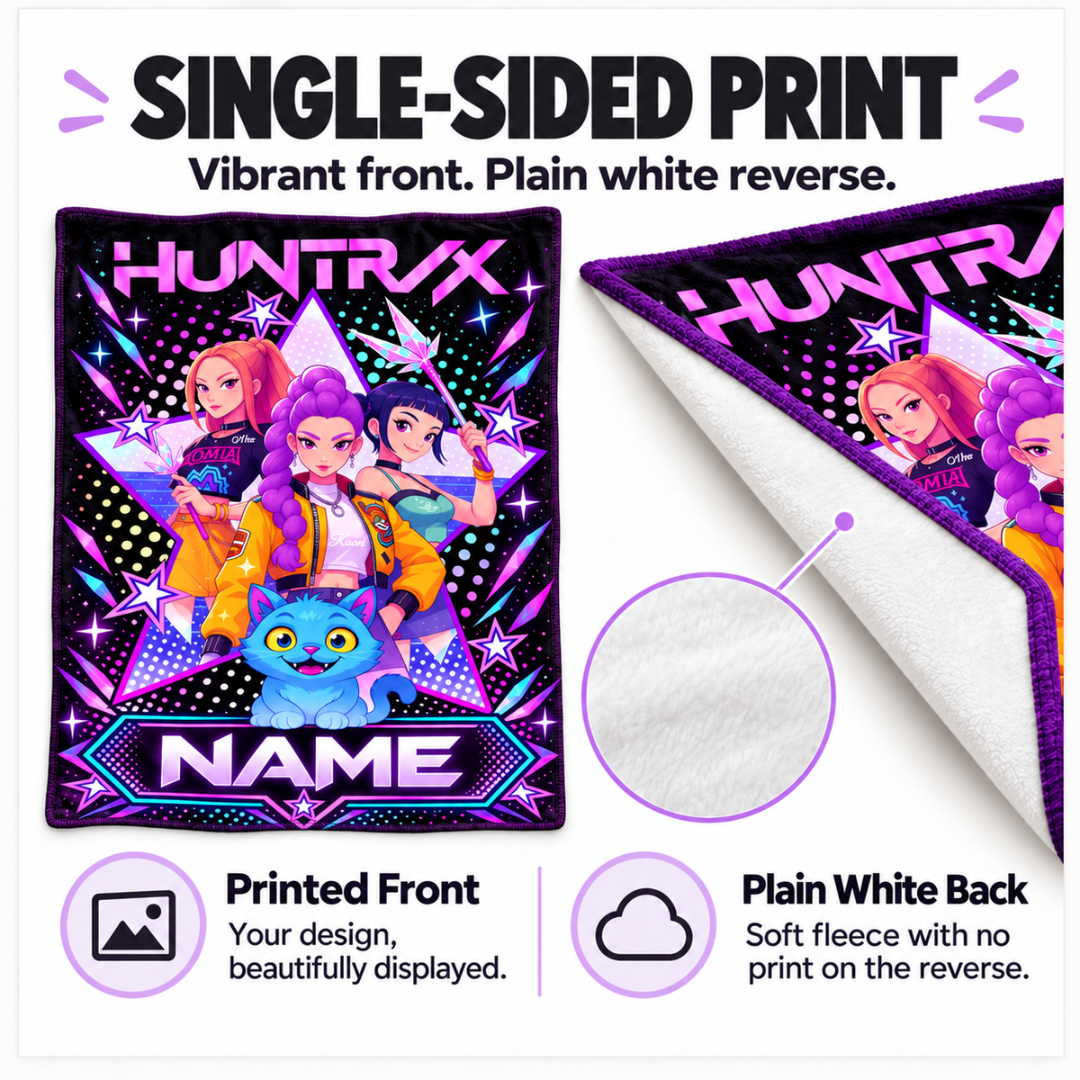 Personalized HUNTR/X Neon Star Blanket
