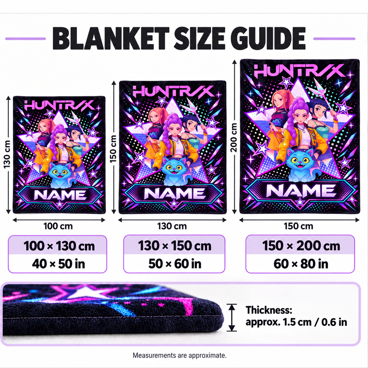 Personalized HUNTR/X Neon Star Blanket