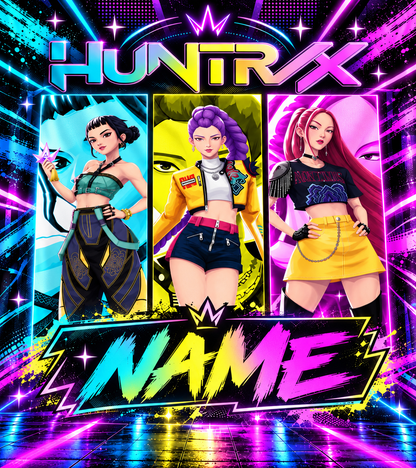 KPop Demon Hunters Huntrix Neon Personalized Blanket