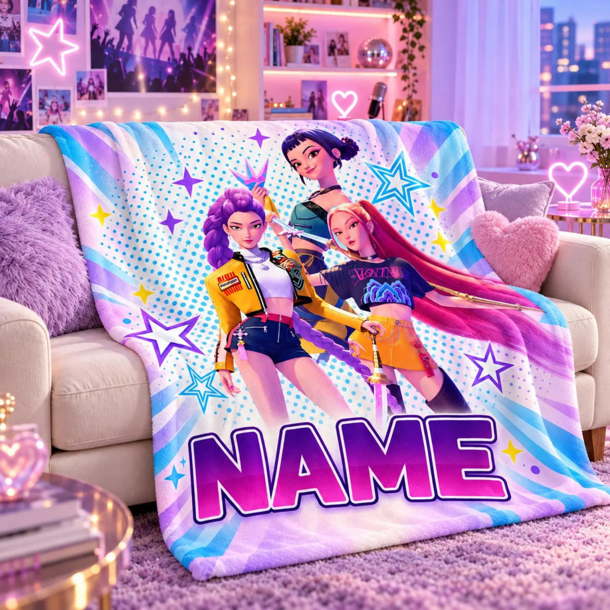 KPop Demon Hunters Huntrix Starburst Blanket