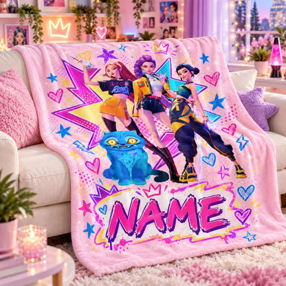 KPop Demon Hunters Huntrix Graffiti Blanket